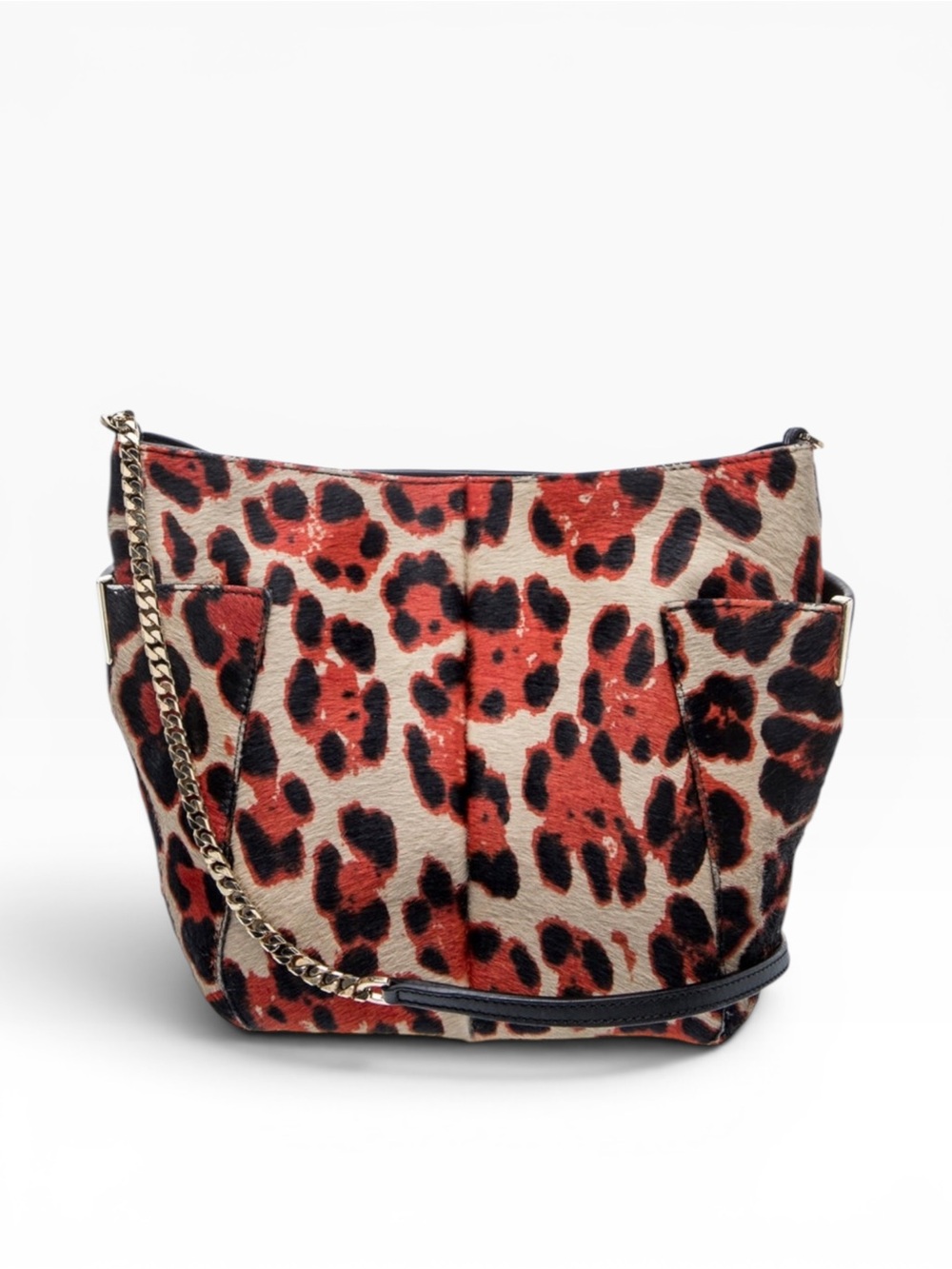 Jimmy Choo Pony Fur Leather Leopard Print Crossbody Bag - EUC - Picture 4 of 6
